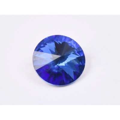 P4520-Austria Rivoli Round Stone, 12mm, Sapphire Silver Foiled - 1 buc