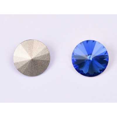 P4520-Austria Rivoli Round Stone, 12mm, Sapphire Silver Foiled - 1 buc