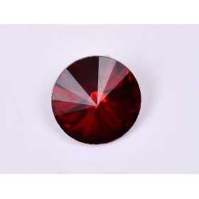 P4522-Austria Rivoli Round Stone, 12mm, Siam Silver Foiled - 1 buc