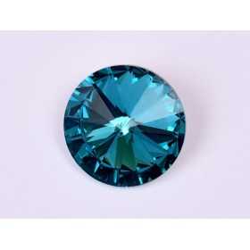 P4524-Austria Rivoli Round Stone, 12mm, Indicolite Silver Foiled - 1 buc