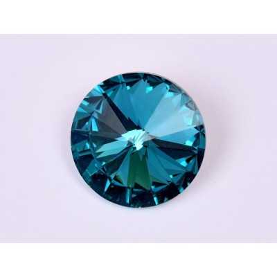 P4524-Austria Rivoli Round Stone, 12mm, Indicolite Silver Foiled - 1 buc