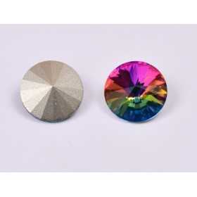 P4527-Austria Rivoli Round Stone, 12mm, Crystal Volcano Silver Foiled - 1 buc
