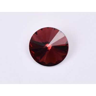 P4532-Austria Rivoli Round Stone, 12mm, Burgundy Silver Foiled - 1 buc