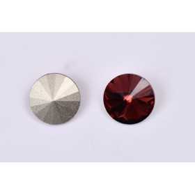 P4532-Austria Rivoli Round Stone, 12mm, Burgundy Silver Foiled - 1 buc