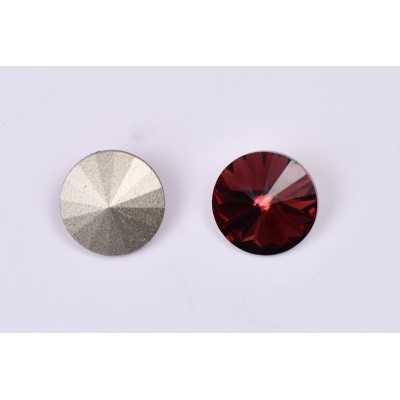 P4532-Austria Rivoli Round Stone, 12mm, Burgundy Silver Foiled - 1 buc