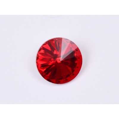 P4534-Austria Rivoli Round Stone, 12mm, Ruby Silver Foiled - 1 buc