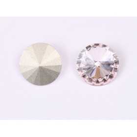 P4535-Austria Rivoli Round Stone, 12mm, Rosaline Silver Foiled - 1 buc