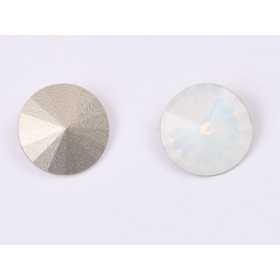 P4538-Austria Rivoli Round Stone, 12mm, White Opal Silver Foiled - 1 buc