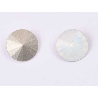 P4538-Austria Rivoli Round Stone, 12mm, White Opal Silver Foiled - 1 buc