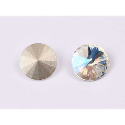 P4539-Austria Rivoli Round Stone, 12mm, Crystal Moonlight Silver Foiled - 1 buc
