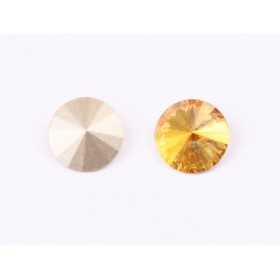 P4541-Austria Rivoli Round Stone, 12mm, Crystal Metallic Sunshine Silver Foiled - 1 buc
