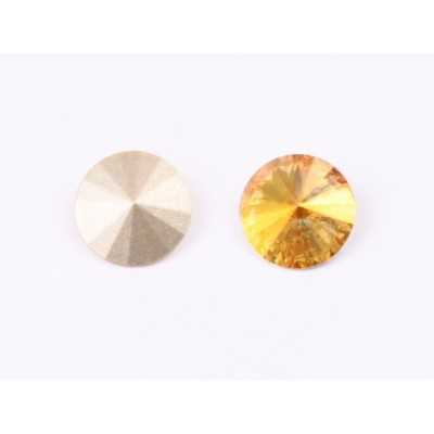 P4541-Austria Rivoli Round Stone, 12mm, Crystal Metallic Sunshine Silver Foiled - 1 buc