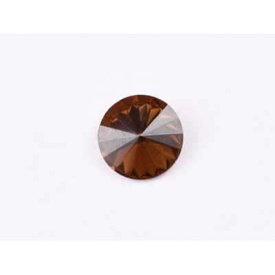 P4543-Austria Rivoli Round Stone, 12mm, Smoked Topaz Silver Foiled - 1 buc