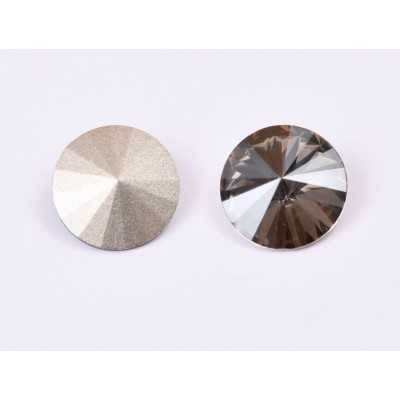 P4546-Austria Rivoli Round Stone, 12mm, Crystal Satin Silver Foiled - 1 buc