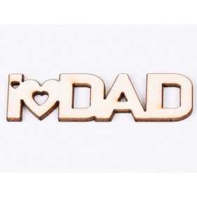 L738-Breloc din placaj "I love Dad" 8x2.2 cm - 1 buc