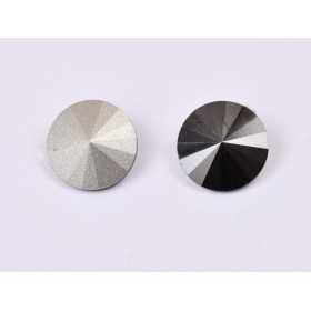 P4548-Austria Rivoli Round Stone, 12mm, Jet Hematite Silver Foiled - 1 buc