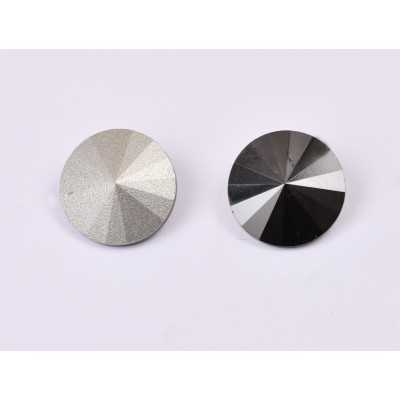 P4548-Austria Rivoli Round Stone, 12mm, Jet Hematite Silver Foiled - 1 buc