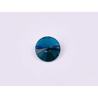 P4550-Austria Rivoli Round Stone, 12mm, Blue Zircon Silver Foiled - 1 buc