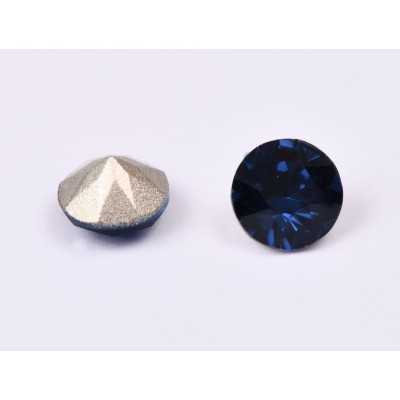 0399-Austria Chaton Round Stone, 6mm,Montana Silver Foiled - 1 buc