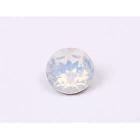 0455-Austria Chaton Round Stone, 7mm, White Opal Silver Foiled - 1 buc