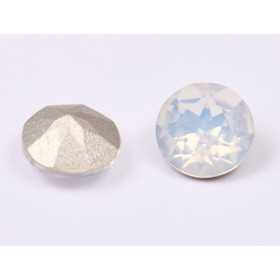 0455-Austria Chaton Round Stone, 7mm, White Opal Silver Foiled - 1 buc