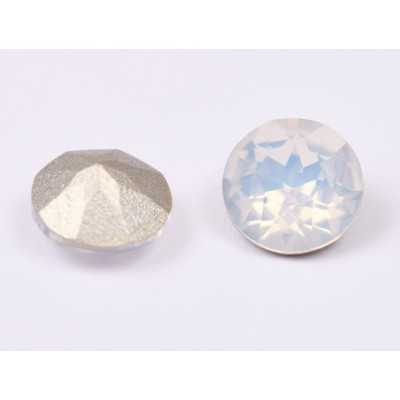 0354-Austria Chaton Round Stone, 7mm, White Opal Silver Foiled - 1 buc