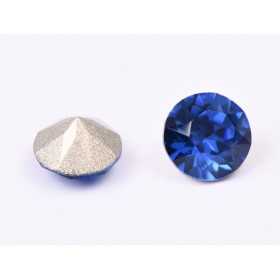 0389-Austria Chaton Round Stone, 6mm, Capri Blue Silver Foiled - 1 buc