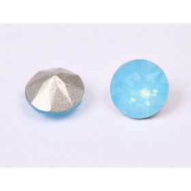 0398-Austria Chaton Round Stone, 6mm, Aqua Opal Silver Foiled - 1 buc