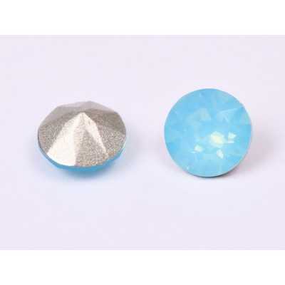 0528-Austria Chaton Round Stone, 6mm, Aqua Opal Silver Foiled - 1 buc