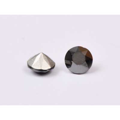 0400-Austria Chaton Round Stone, 7mm, Jet Hematite Silver Foiled - 1 buc