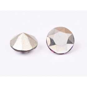 0410-Austria Chaton Round Stone, 6mm, Crystal Comet Argent Light Silver Foiled- 1 buc
