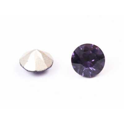 0579-Austria Chaton Round Stone, 6mm, Purple Velvet Silver Foiled- 1 buc