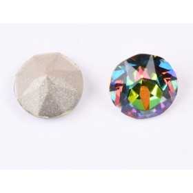 0428-Austria Chaton Round Stone, 6mm, Crystal Vitrail Medium Silver Foiled- 1 buc