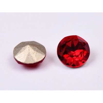 0436-Austria Chaton Round Stone, 6mm, Ruby Silver Foiled- 1 buc