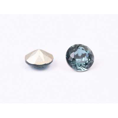 0437-Austria Chaton Round Stone, 6mm, Denim Blue Silver Foiled- 1 buc