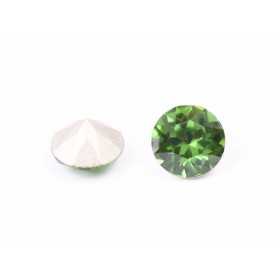 0601-Austria Chaton Round Stone, 7mm, Fern Green Silver Foiled - 1 buc