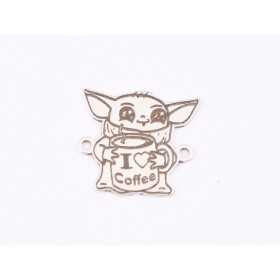 E1605 G Link Argint 925 "Yoda loves coffee" 12.5x11mm, 0.5mm 1 buc