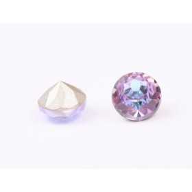 0451-Austria Chaton Round Stone, 6mm, Crystal Vitrail Light Silver Foiled- 1 buc