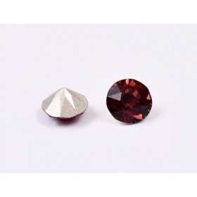 0455-Austria Chaton Round Stone, 6mm, Burgundy Silver Foiled- 1 buc