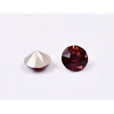 0613-Austria Chaton Round Stone, 6mm, Burgundy Silver Foiled- 1 buc