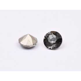 0463-Austria Chaton Round Stone, 6mm, Black Diamond Silver Foiled- 1 buc