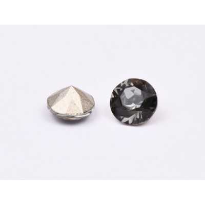 0463-Austria Chaton Round Stone, 6mm, Black Diamond Silver Foiled- 1 buc