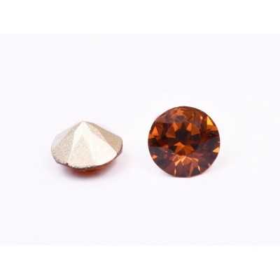 0481-Austria Chaton Round Stone, 6mm, Tangerine Silver Foiled- 1 buc
