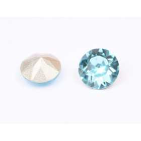 0482-Austria Chaton Round Stone, 6mm, Aquamarine Silver Foiled- 1 buc
