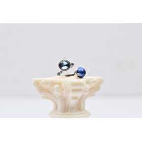 Inel asimetric cu perla si cristal BlueDelight Inel asimetric cu perla si cristal BlueDelight
