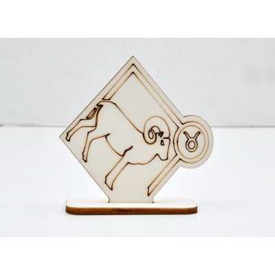 L784-Decoratiune lemn zodia Taur 10x10cm- 1 buc