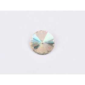 P4574-Austria Rivoli Round Stone, 12mm, Crystal Luminous Green Silver Foiled - 1 buc