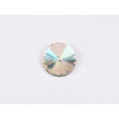 P4574-Austria Rivoli Round Stone, 12mm, Crystal Luminous Green Silver Foiled - 1 buc