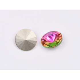 P4580-Austria Rivoli Round Stone, 12mm, Crystal Vitrail Rose Silver Foiled - 1 buc