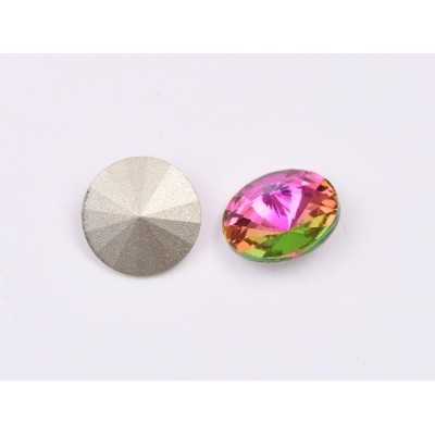 P4580-Austria Rivoli Round Stone, 12mm, Crystal Vitrail Rose Silver Foiled - 1 buc